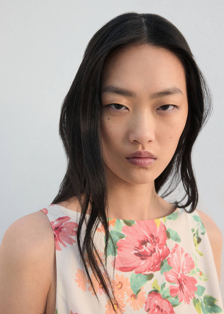 Floral-print flared dress — Off White