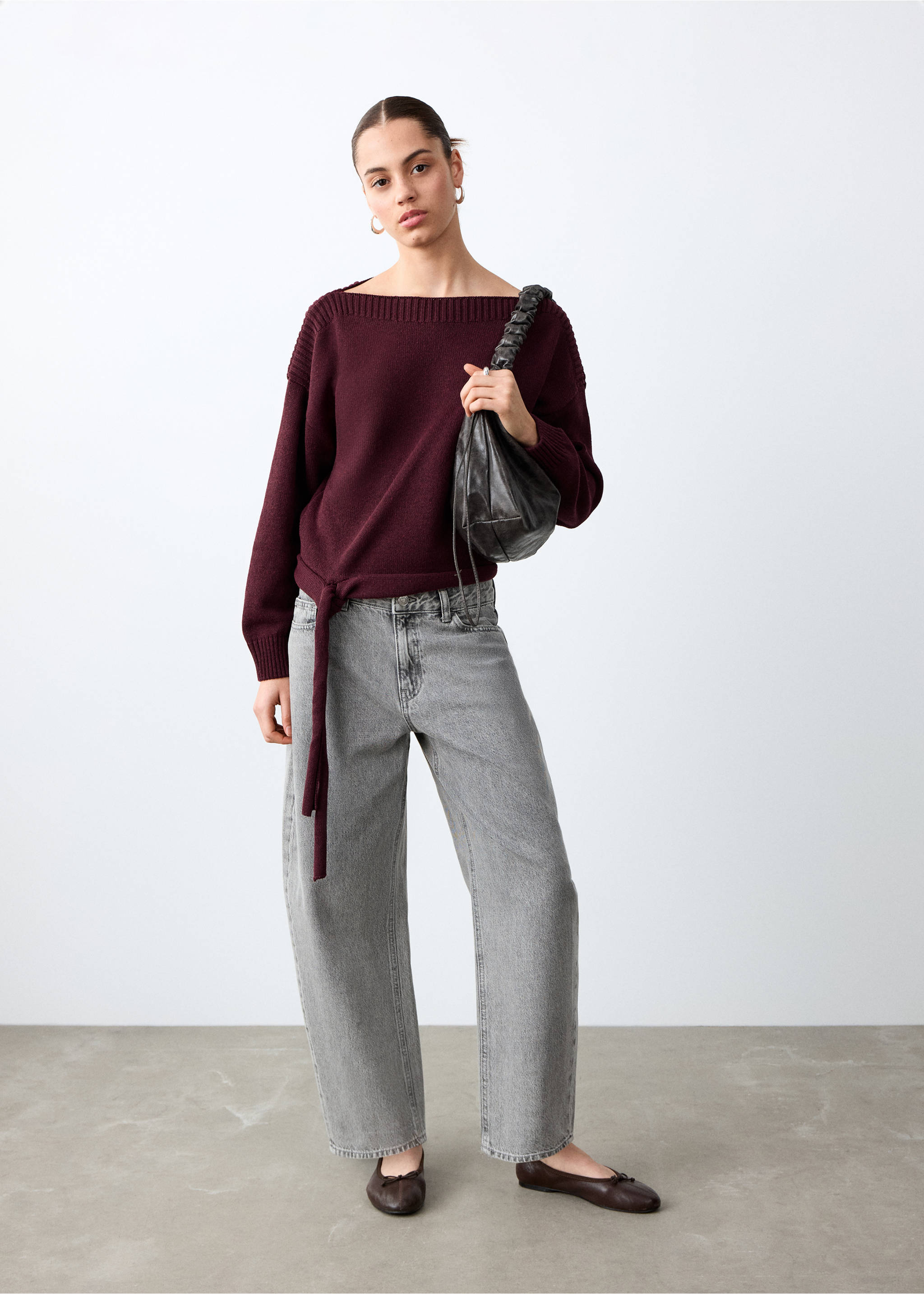 بلوفر حياكة رفيعة - رؤية عامة, كستنائي. Ref: 27002555-00.