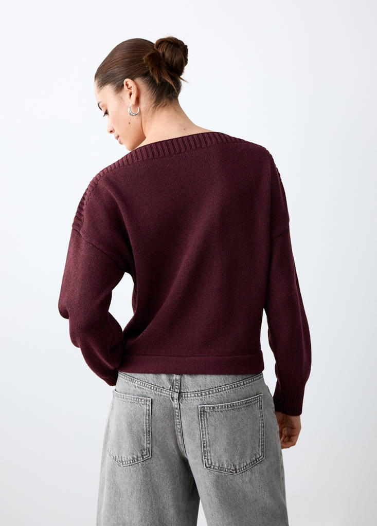 Fine-knit sweater — Maroon