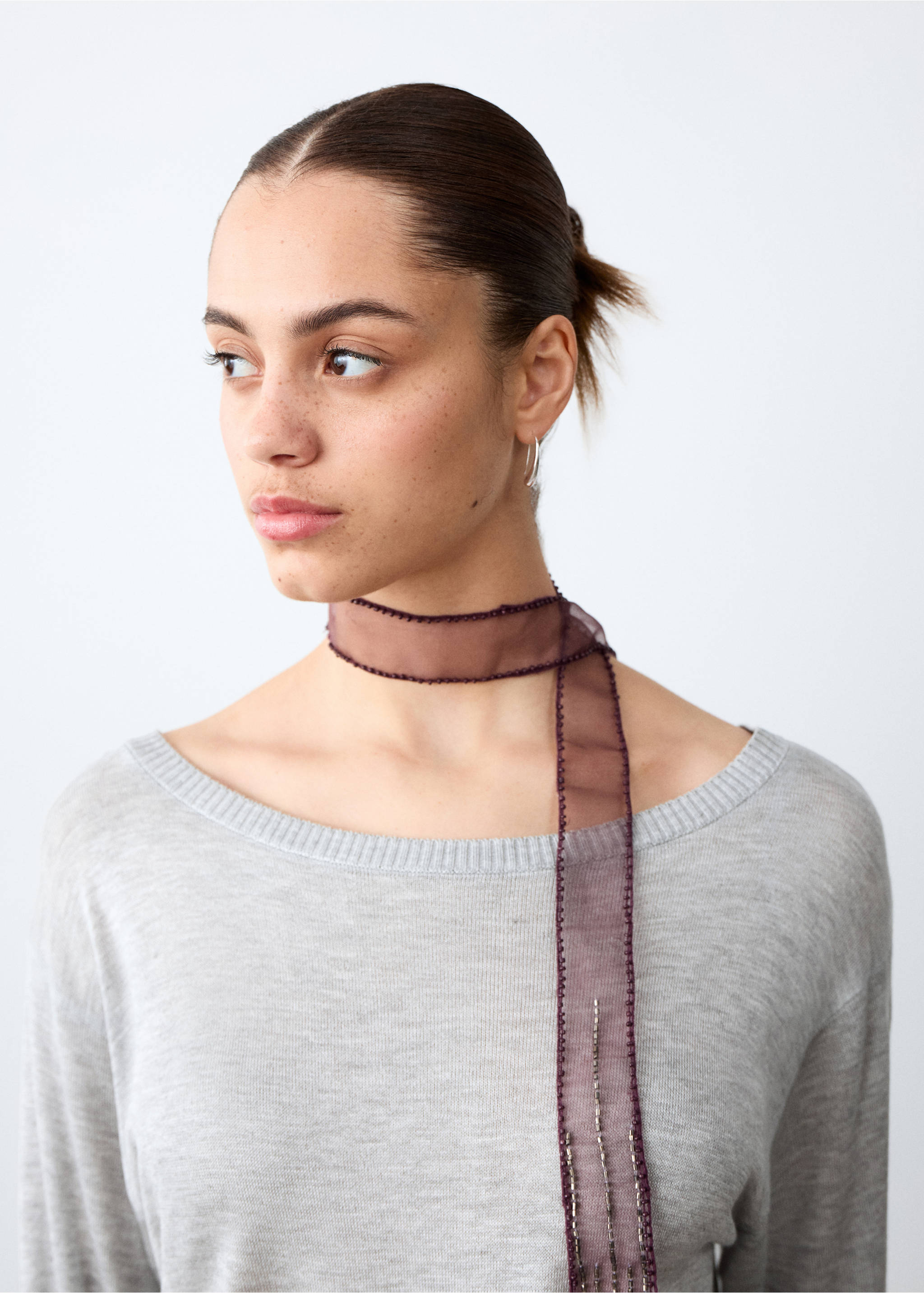 Boat neck sweater - Details of the article 1, Grey. Ref: 27002558-00.