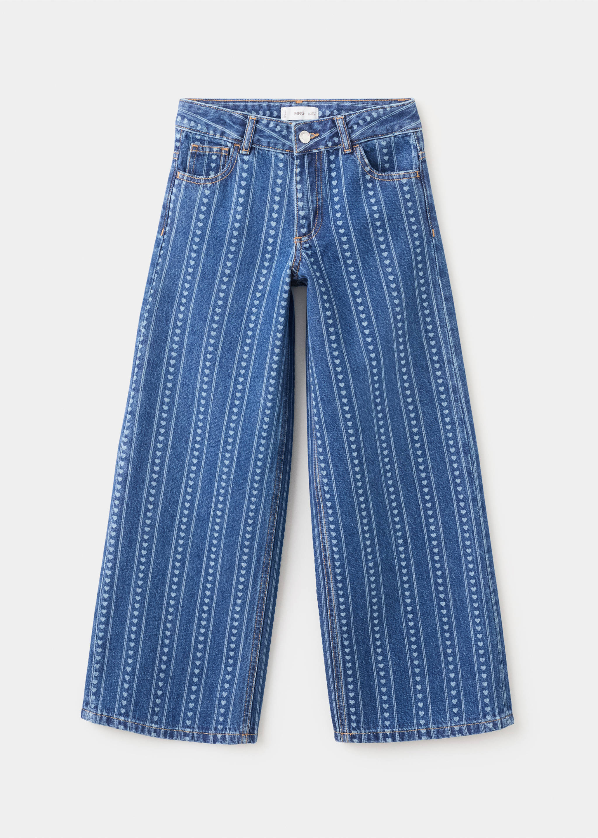 Jean wide leg imprimé - Article sans modèle, Bleu foncé. Ref: 27002897-00.