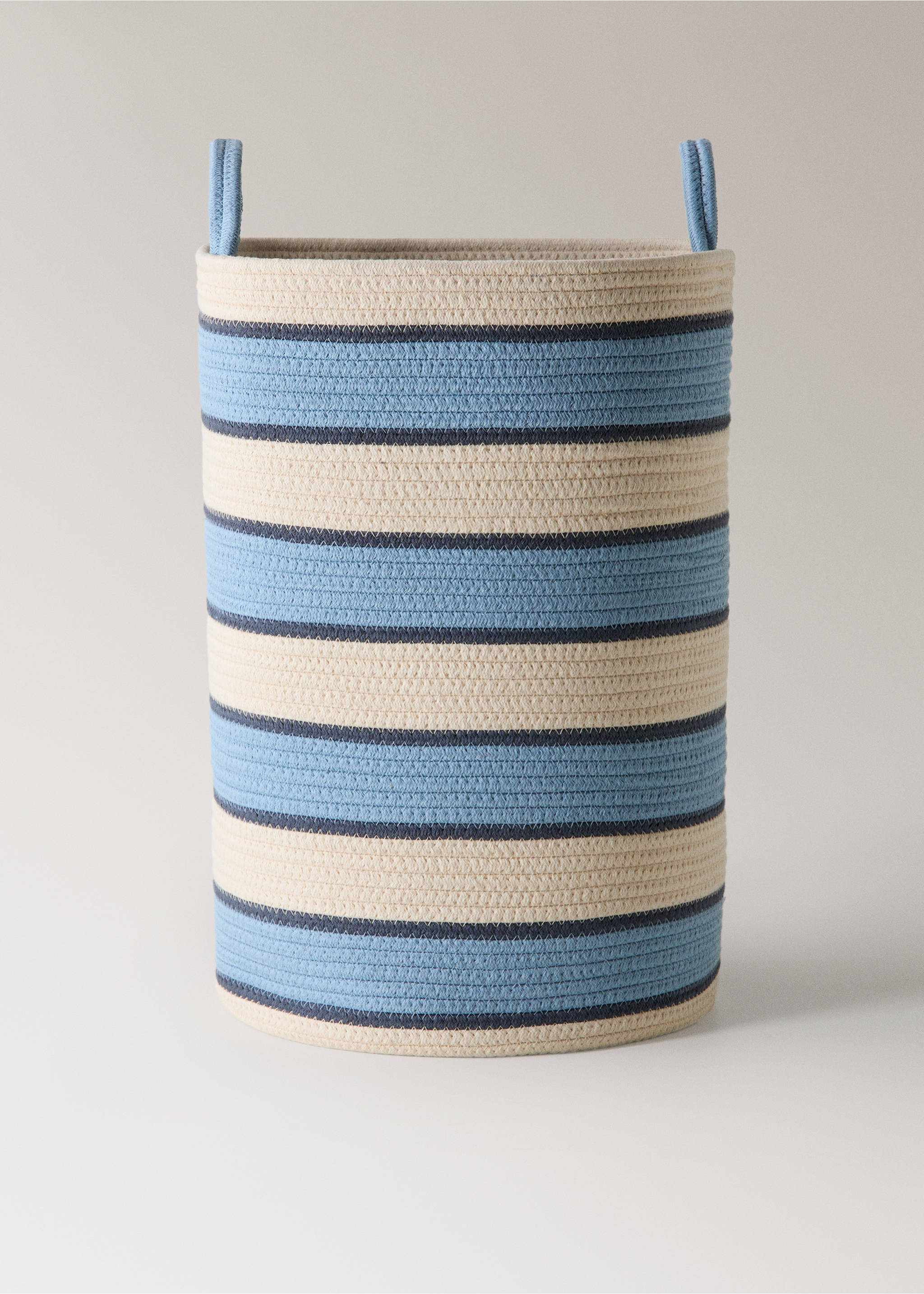 Large striped cotton basket - Article without model, Blue. Ref: 27002908-00.