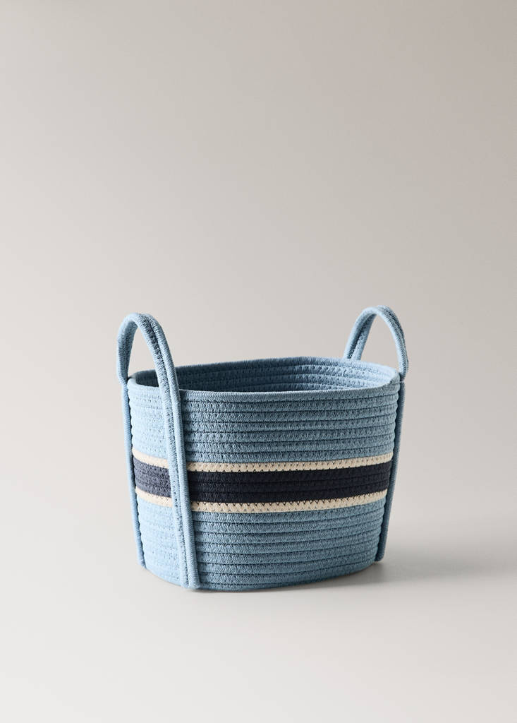 Medium cotton basket with handles — Blue
