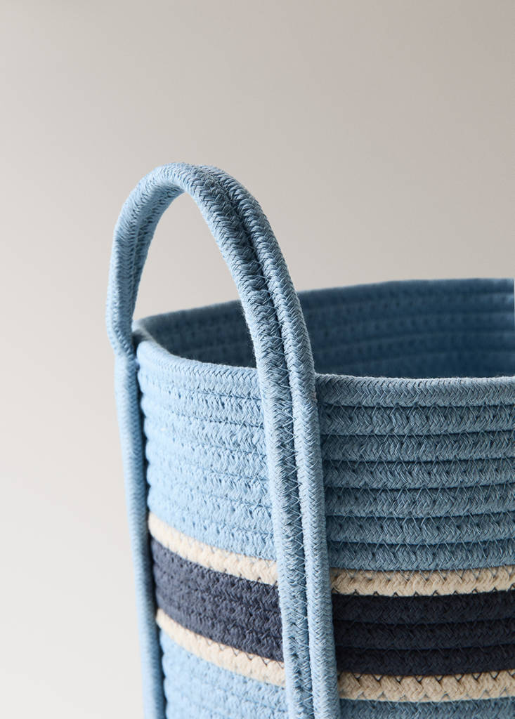 Medium cotton basket with handles — Blue