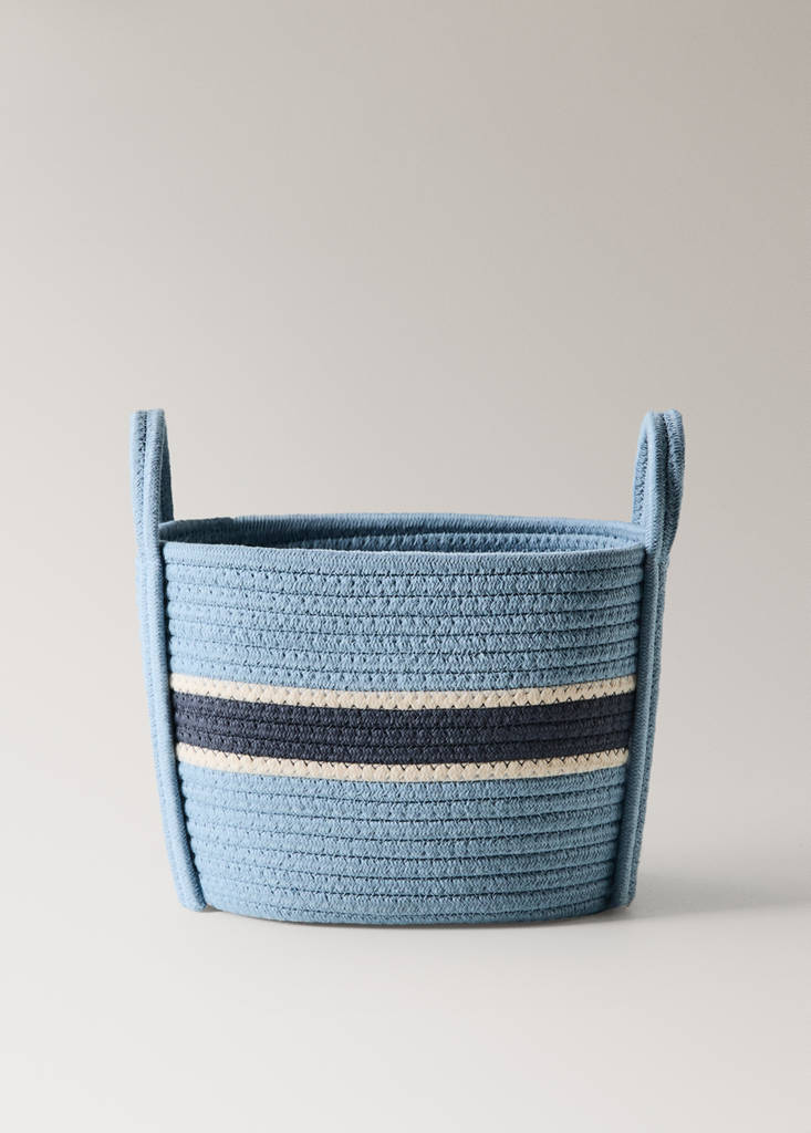 Medium cotton basket with handles — Blue