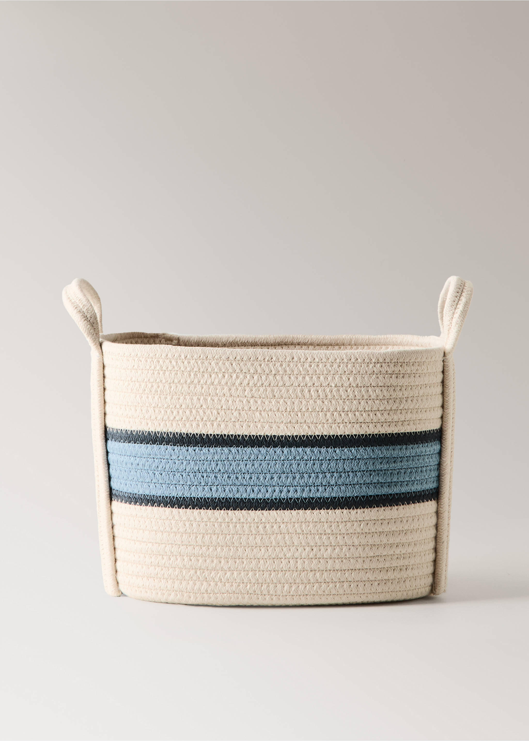 Small striped cotton basket - Article without model, Blue. Ref: 27002910-00.