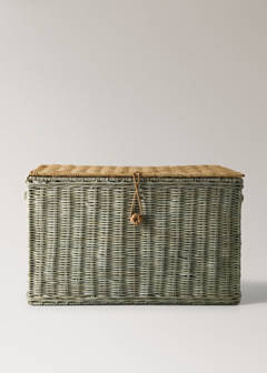 Two-tone rattan basket with fastening detail — Green 5
