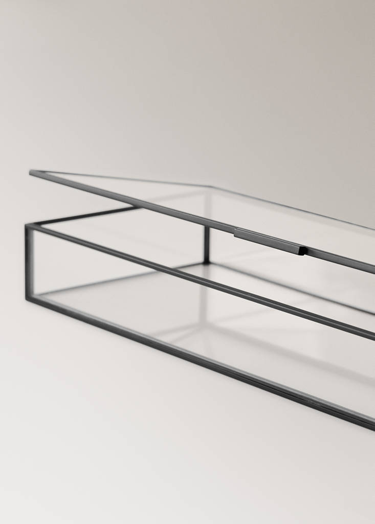 Medium glass jewellery box — Black