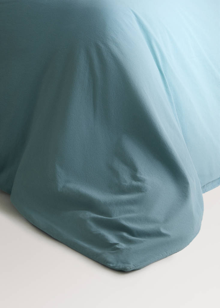 Garment-dyed cotton duvet cover for 180/200cm bed — Aqua Green
