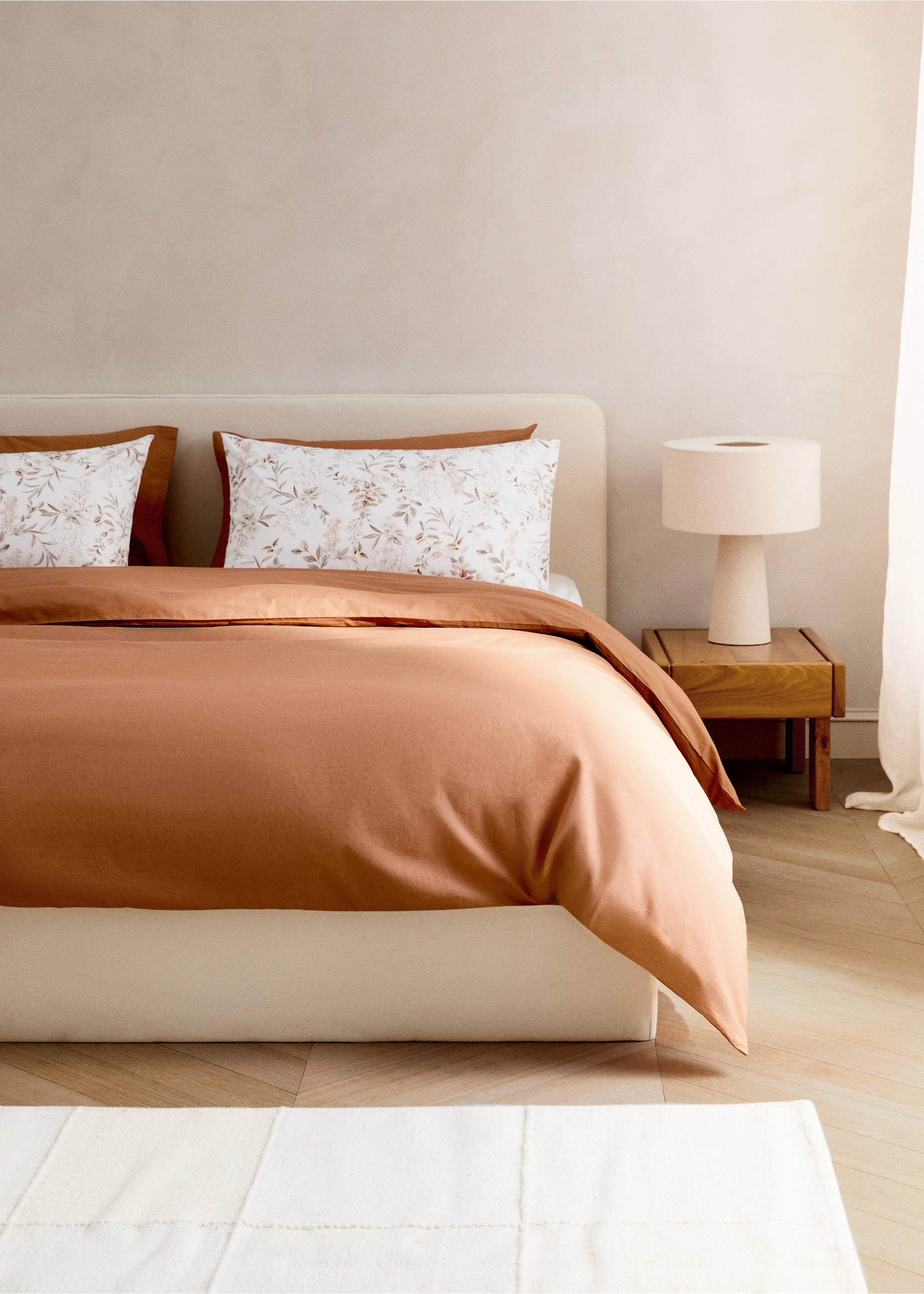 200-thread count percale cotton duvet cover for 150/160 cm bed - General plane, Burnt Orange. Ref: 27002924-00.