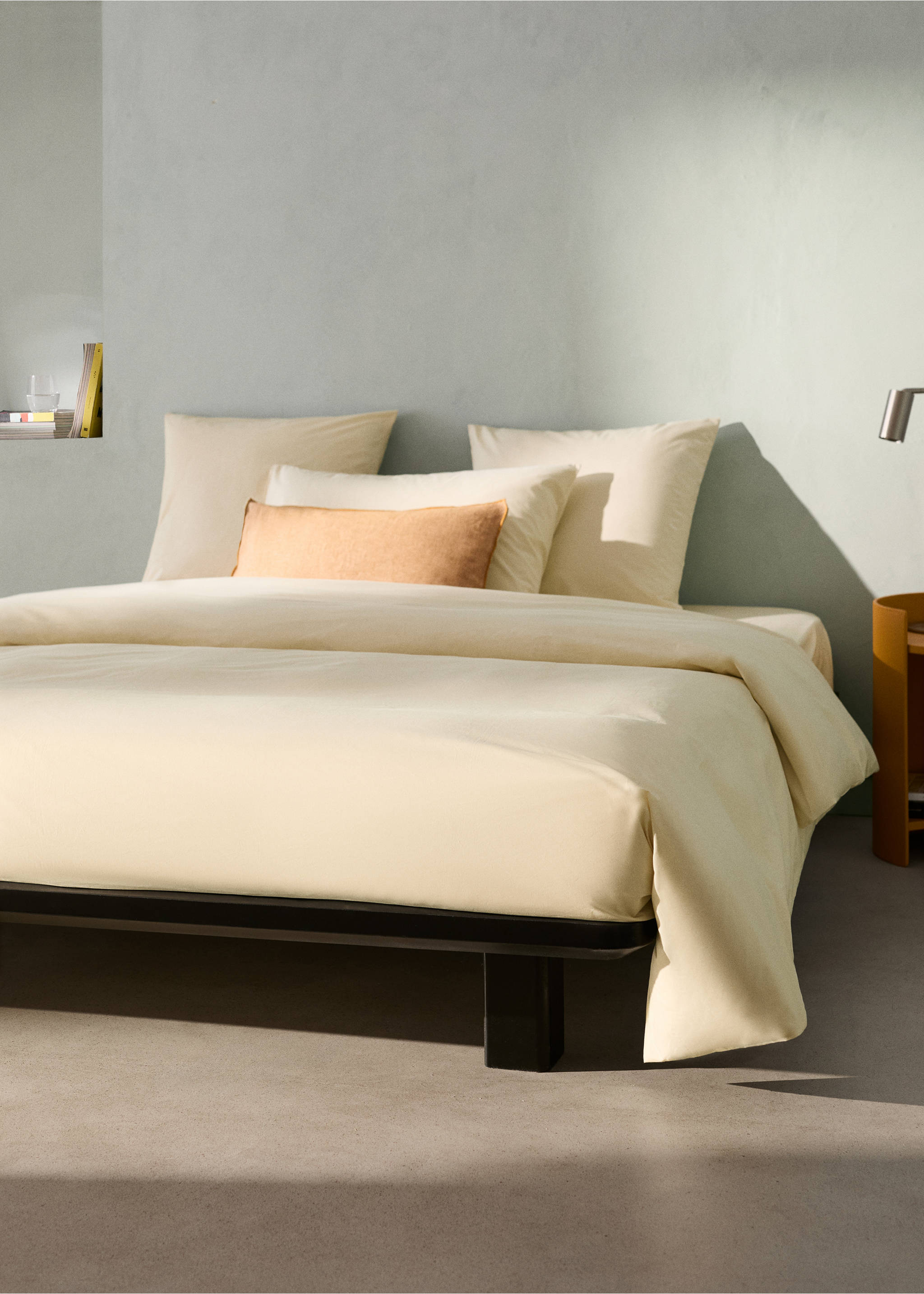 200-thread count percale cotton duvet cover for 180/200 cm bed - General plane, Pastel Yellow. Ref: 27002925-00.