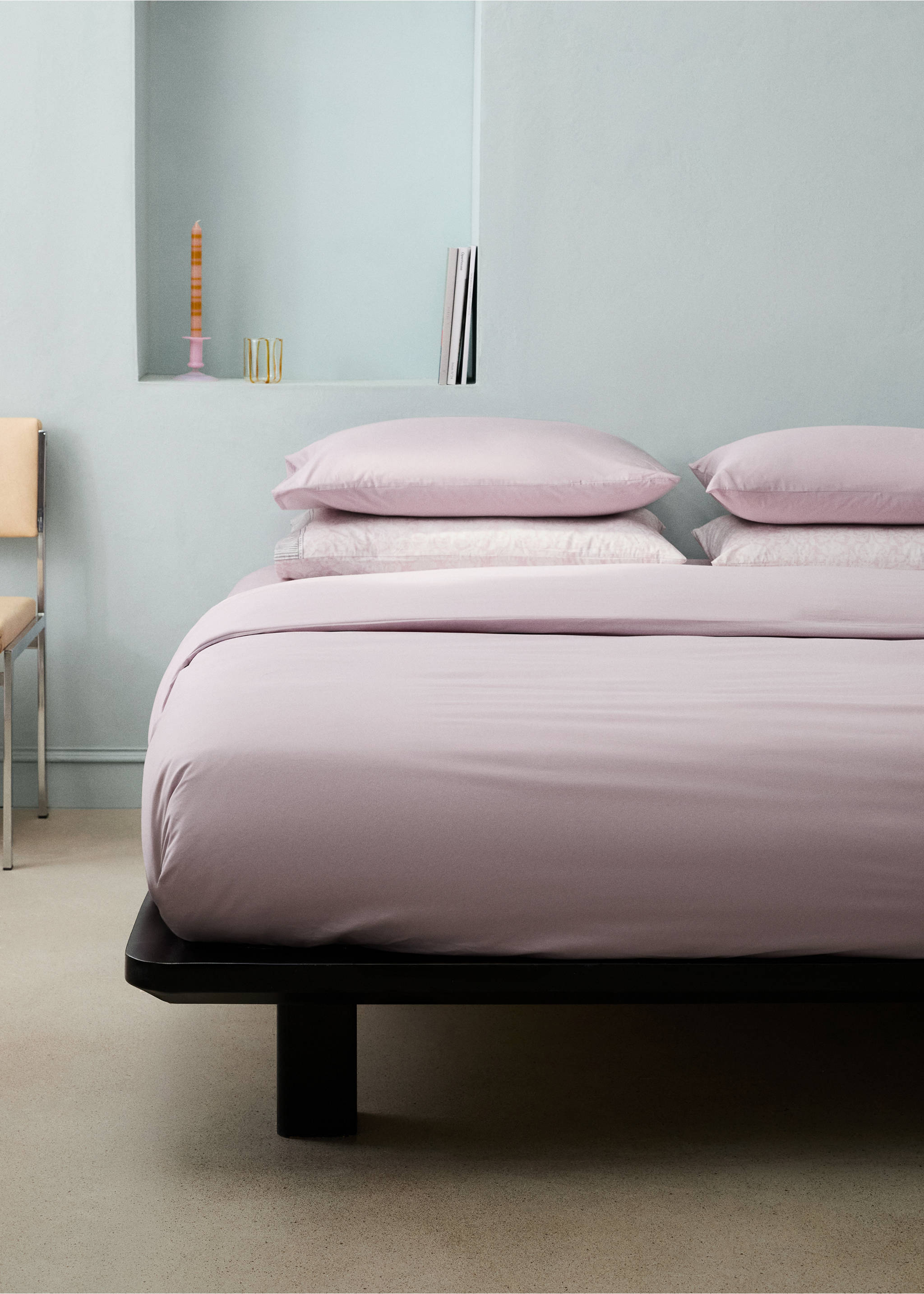 200-thread count percale cotton duvet cover for 200 cm bed - General plane, Light/Pastel Purple. Ref: 27002926-00.