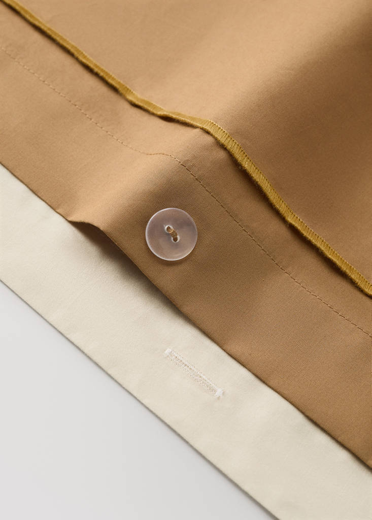 Reversible colour percale cotton duvet cover for a 90 cm bed — Mustard
