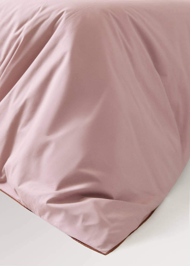 Reversible colour percale cotton duvet cover for a 90 cm bed — Pink