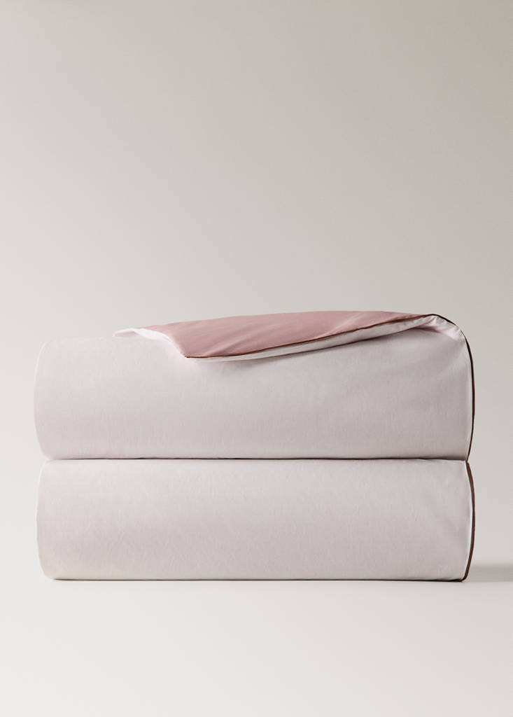 Reversible colour percale cotton duvet cover for a 90 cm bed — Pink