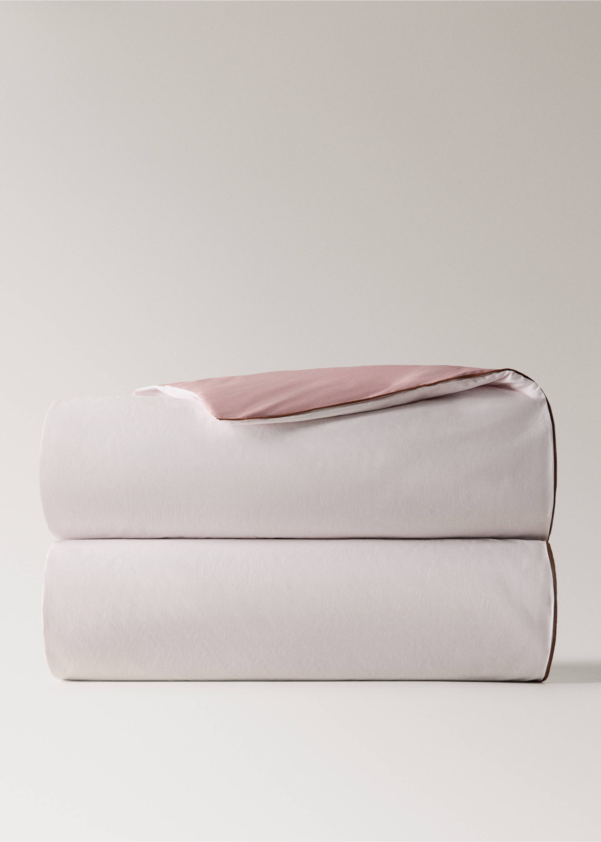 Reversible colour percale cotton duvet cover for 200 cm bed - Details of the article 3, Pink. Ref: 27002932-00.