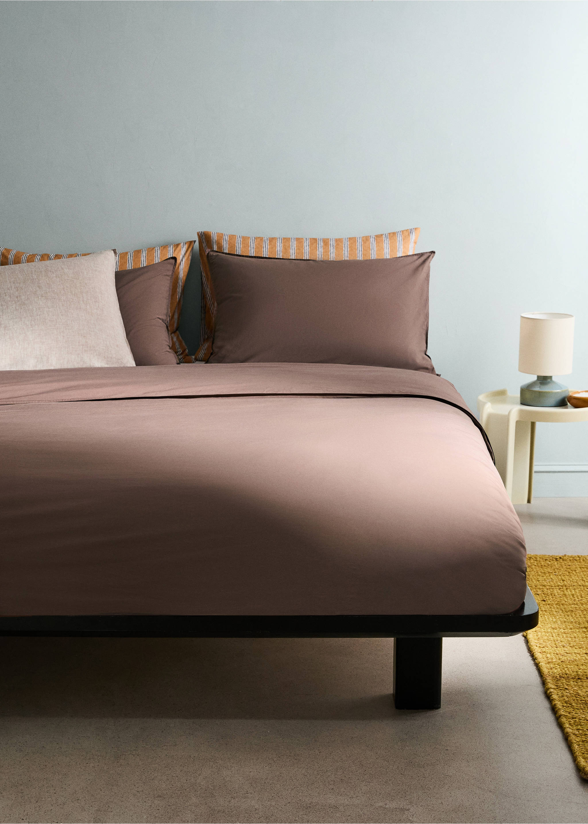 300 thread count double-stitched cotton duvet cover for a 90 cm bed - General plane, Tobacco Brown. Ref: 27002933-00.