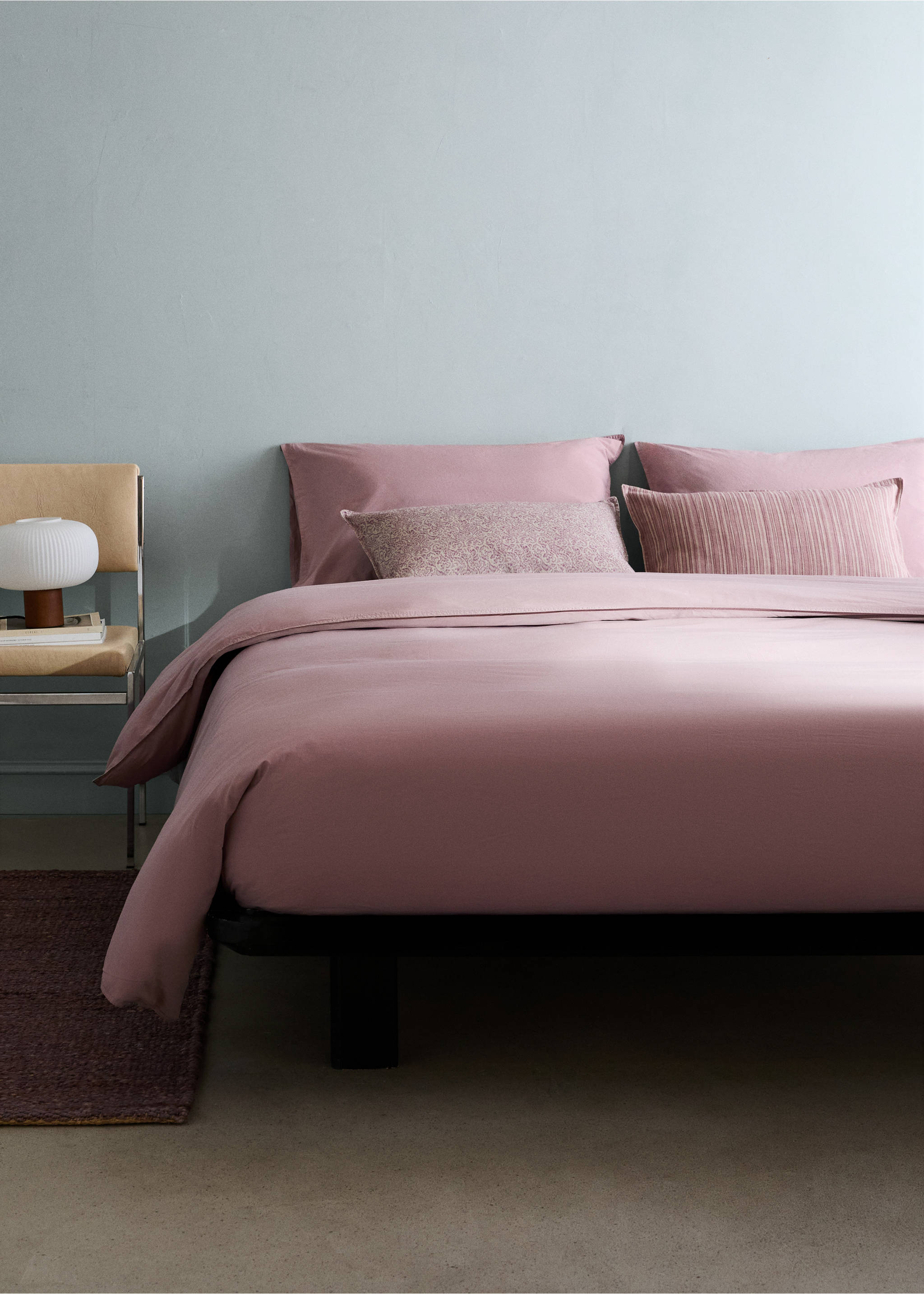 Double stitched duvet cover 300 thread count cotton Bed 180/200 cm - General plane, Pale Pink. Ref: 27002936-00.
