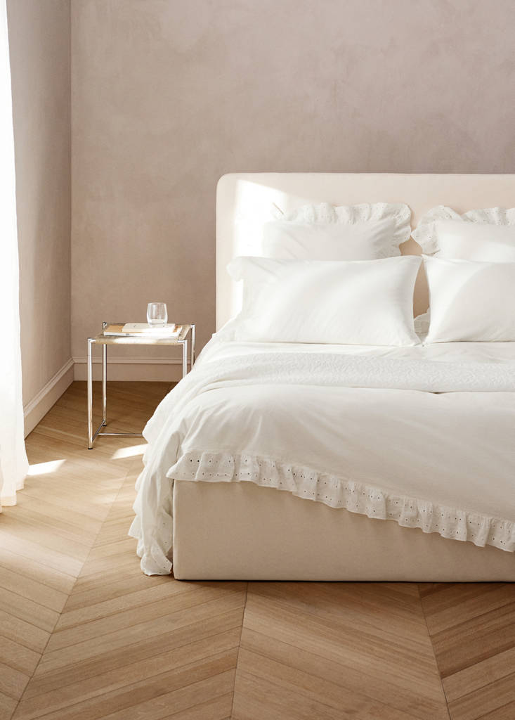 Cotton garment-dyed duvet cover with linen ruffle for 200 cm bed