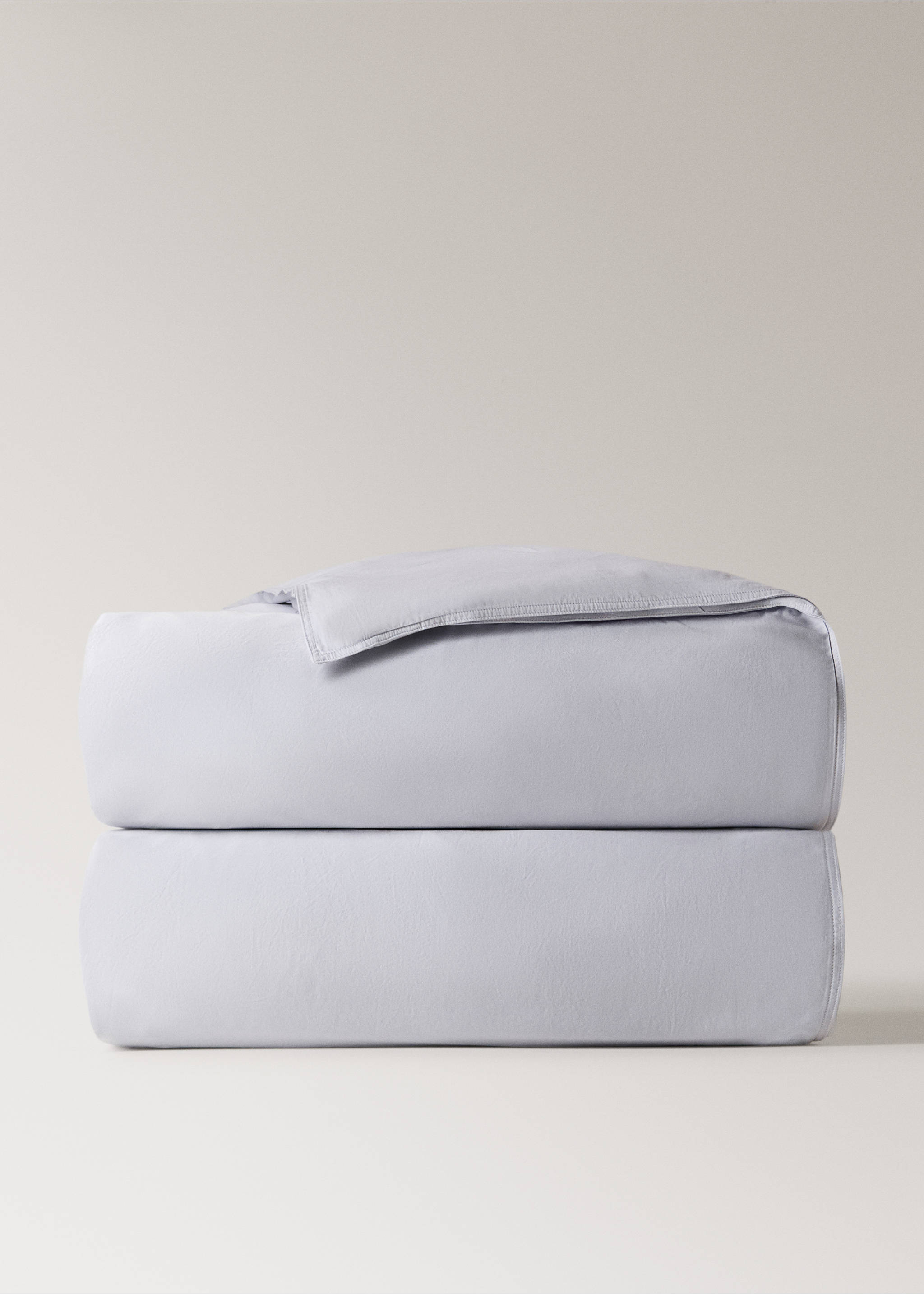 Double-stitched satin duvet cover for 150/160 cm bed - Article without model, Light/Pastel Purple. Ref: 27002944-00.