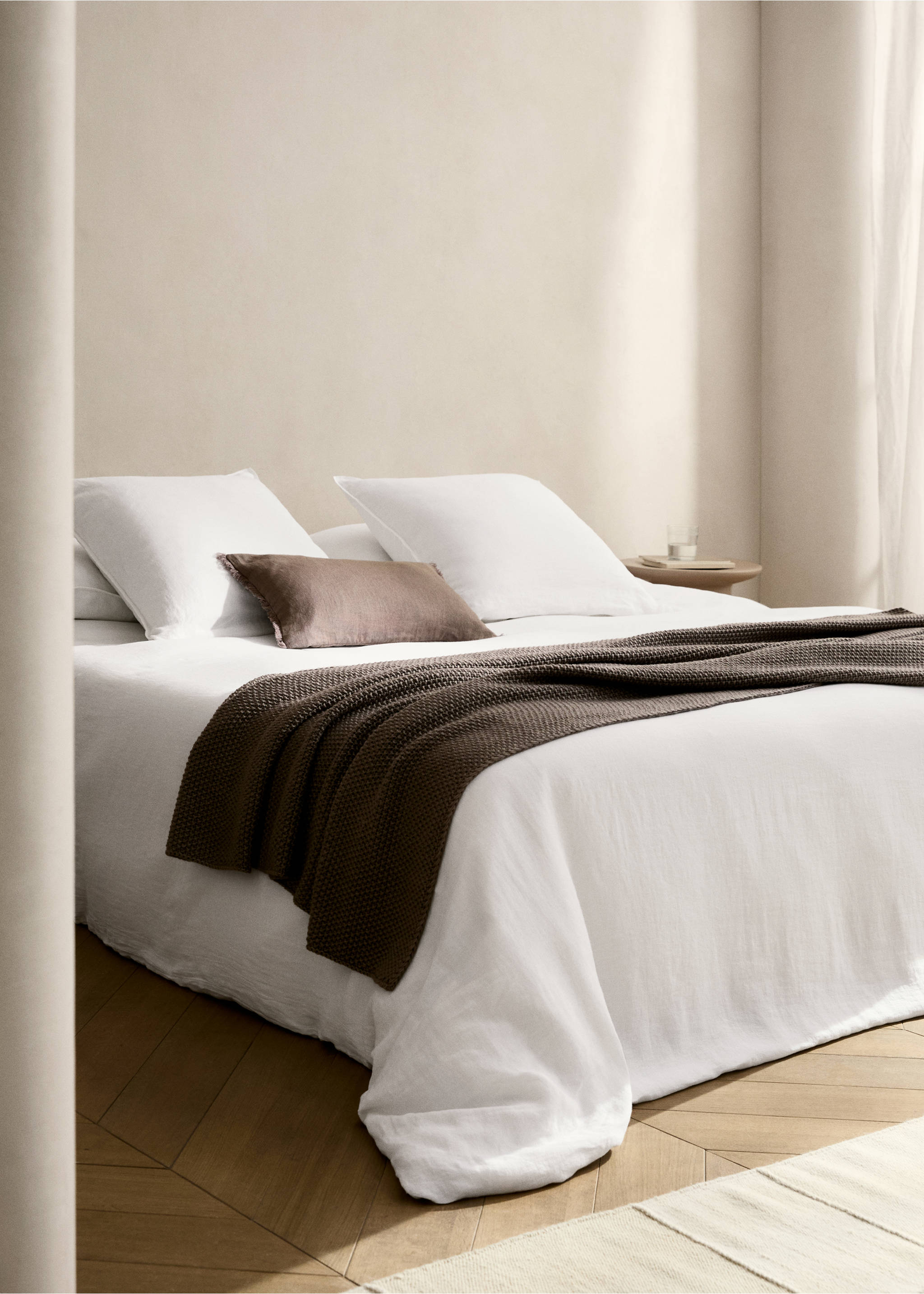 Washed linen duvet cover for 150/160 cm bed - General plane, White. Ref: 27002946-00.