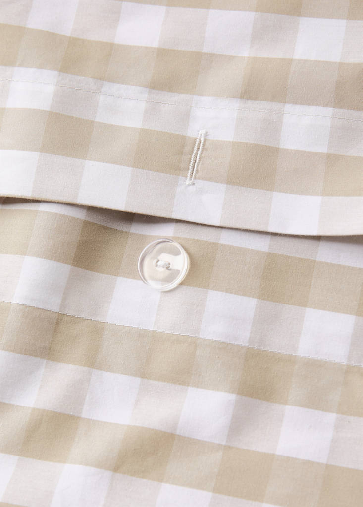 Vichy check percale cotton duvet cover for a 90 cm bed — Tobacco Brown
