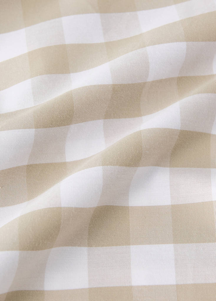 Vichy check percale cotton duvet cover for 150/160 cm bed — Tobacco Brown