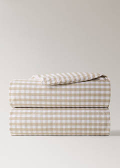 Vichy check percale cotton duvet cover for 150/160 cm bed — Tobacco Brown 6