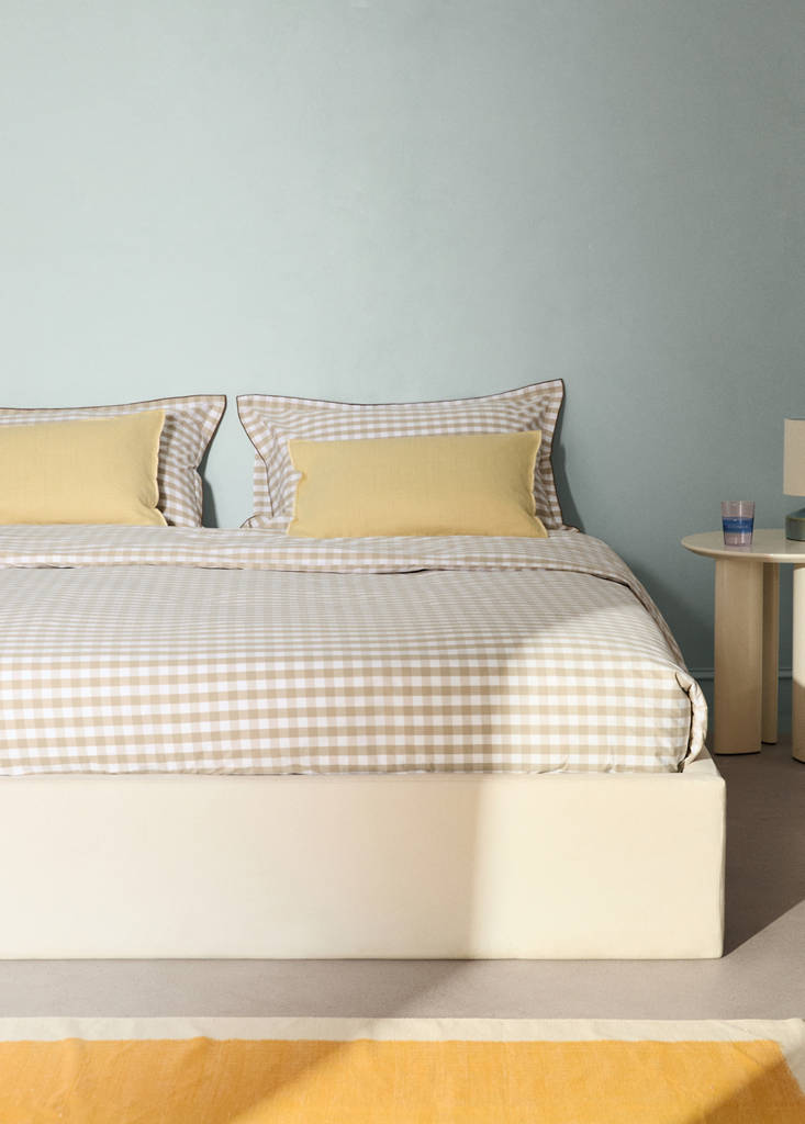 Vichy check percale cotton duvet cover Bed 180/200 cm — Tobacco Brown