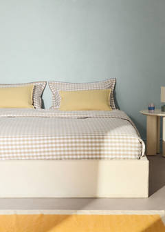 Vichy check percale cotton duvet cover Bed 180/200 cm — Tobacco Brown 1