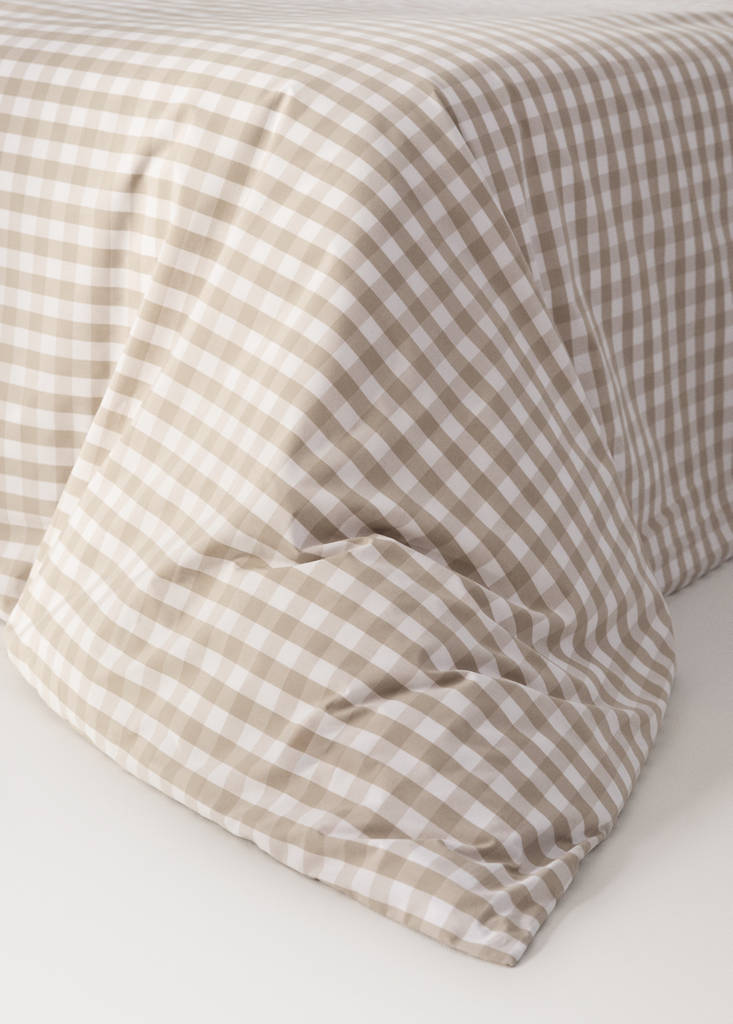 Vichy check percale cotton duvet cover Bed 180/200 cm — Tobacco Brown