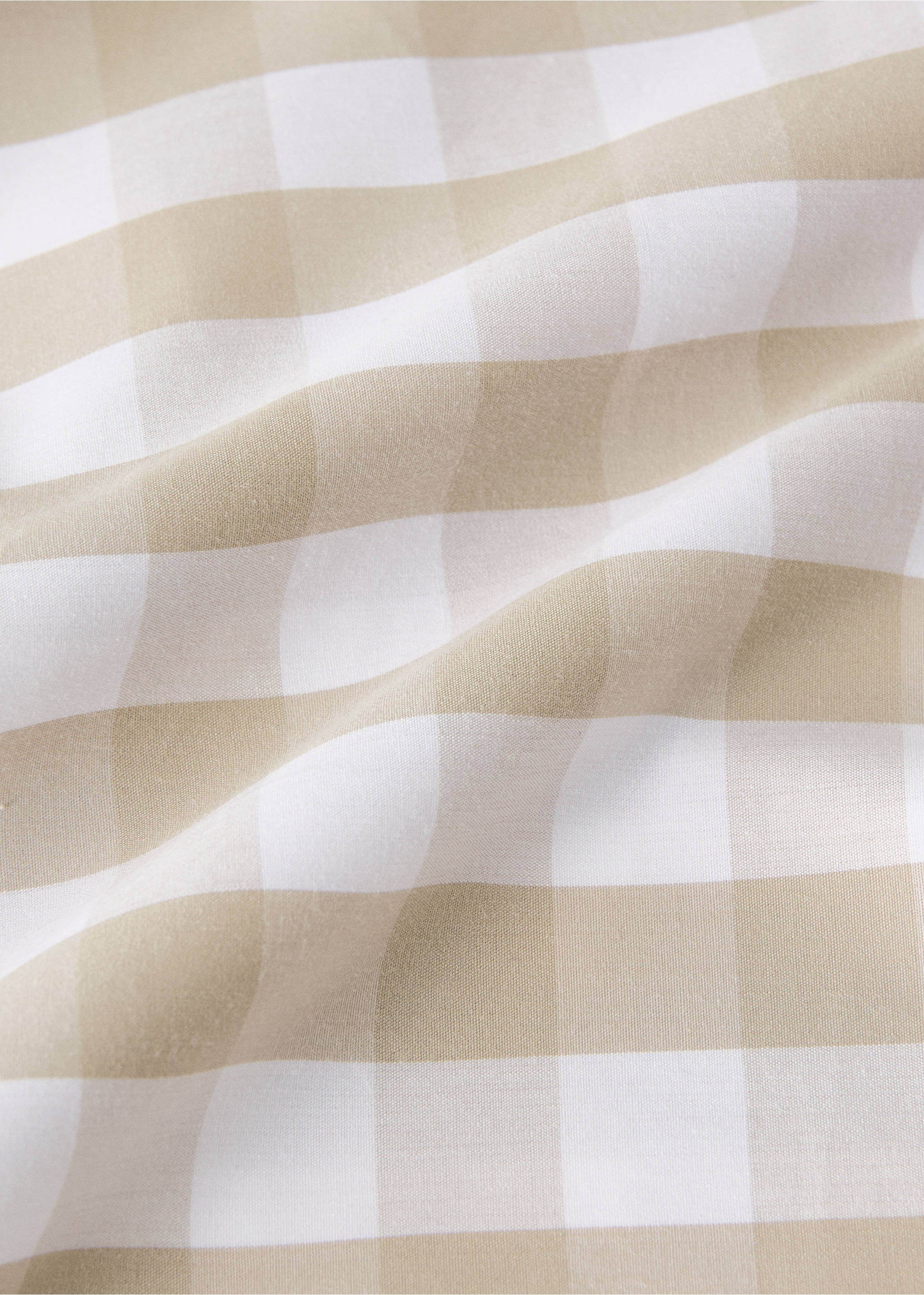 Vichy check percale cotton duvet cover Bed 180/200 cm - Details of the article 1, Tobacco Brown. Ref: 27002952-00.