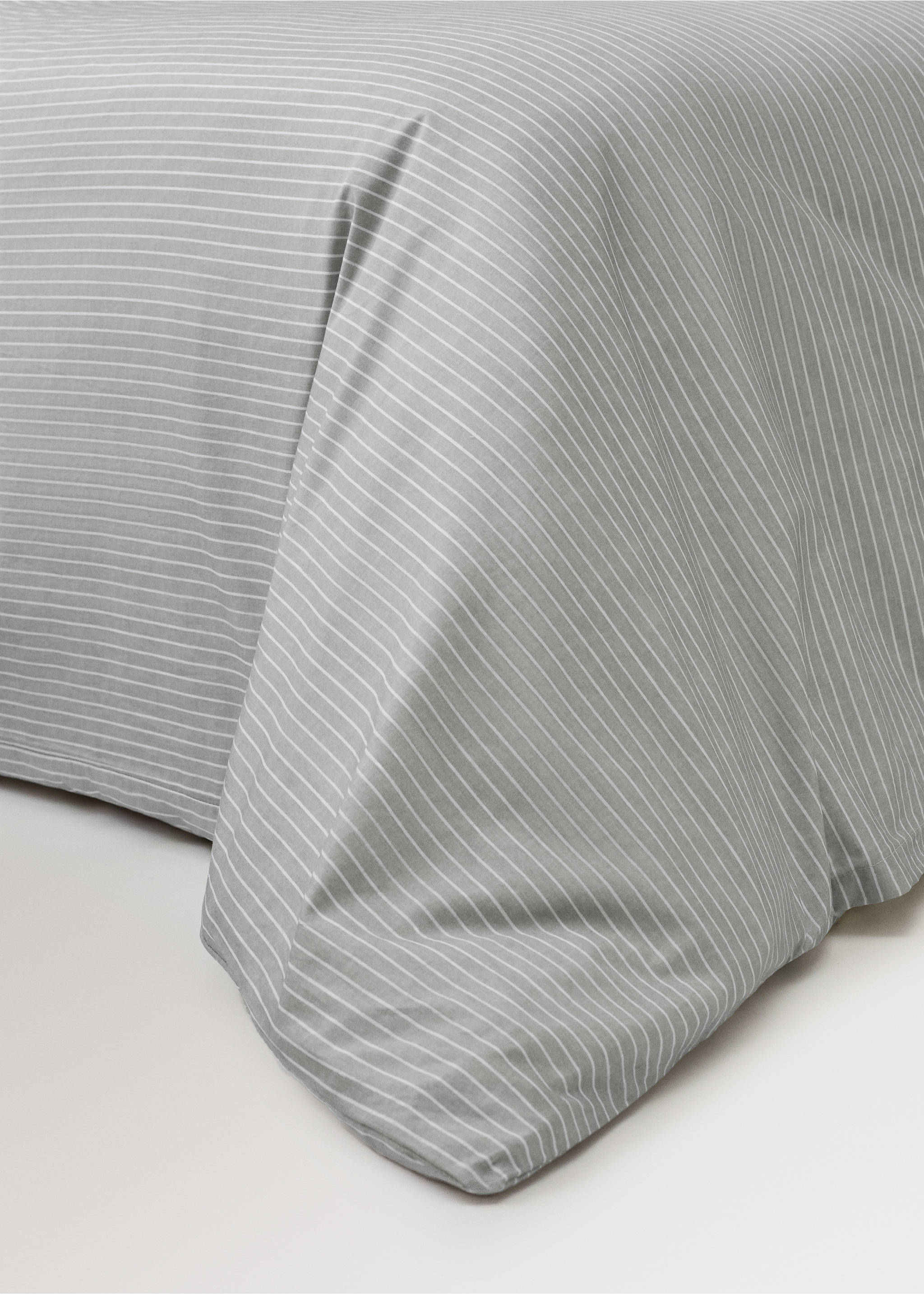 Capa de edredão de percal às riscas (cama 180/200 cm) - Pormenor do artigo 8, Cinzento-claro. Ref: 27002956-00.