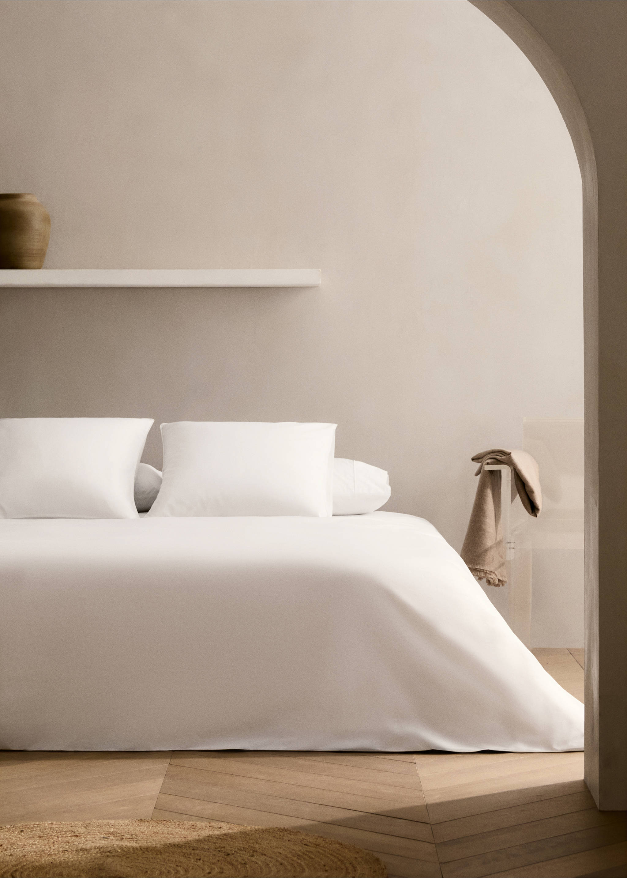 500-thread cotton percale duvet cover for 135 cm bed - General plane, White. Ref: 27002959-00.