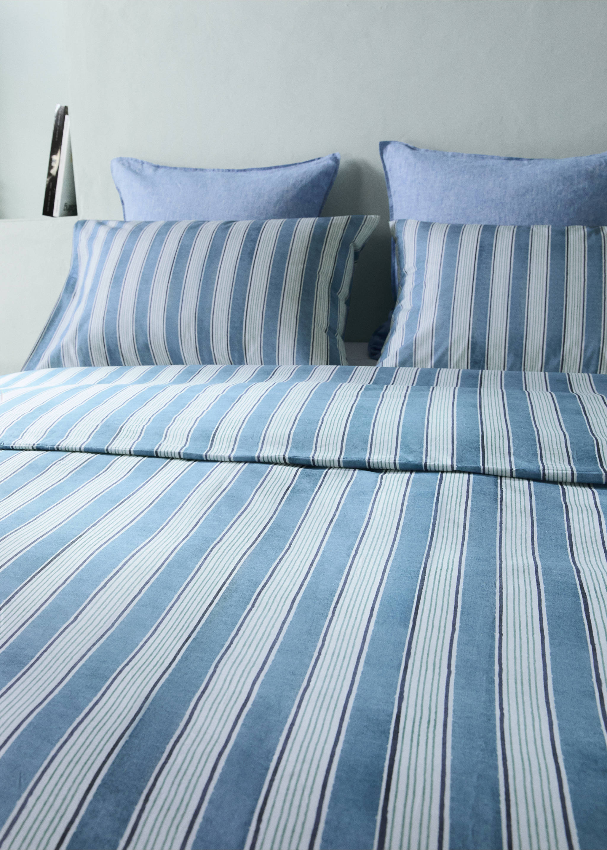 Funda nórdica rayas anchas acuarela Cama 135/140 cm - Detalle del artículo 7, Azul. Ref: 27002963-00.