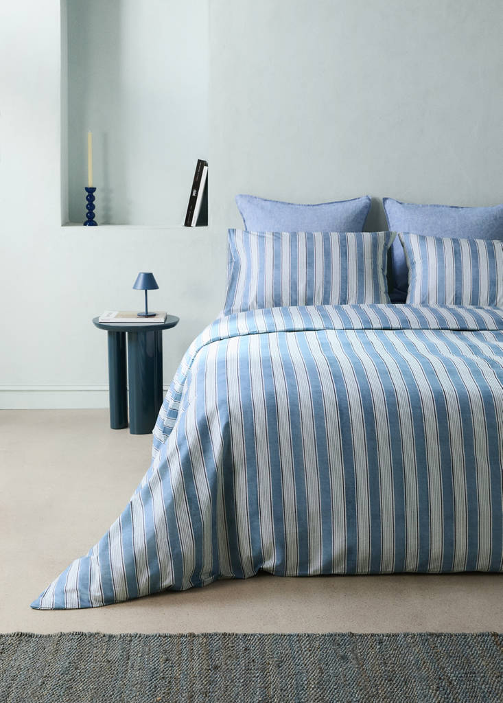 Watercolour Wide Stripes Duvet Cover for Bed 180/200 cm — Blue