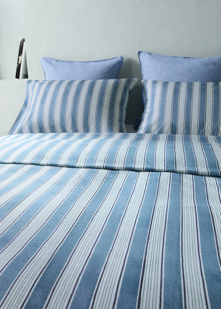 Watercolour Wide Stripes Duvet Cover for Bed 180/200 cm — Blue