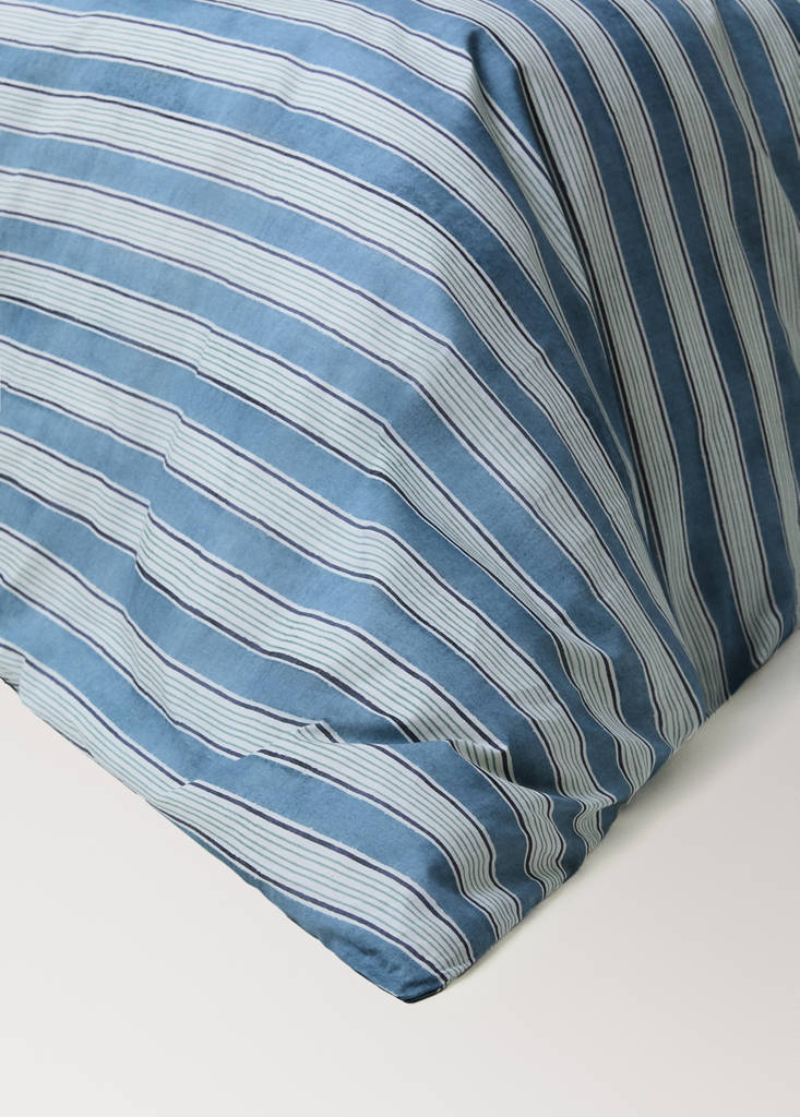 Watercolour Wide Stripes Duvet Cover for Bed 180/200 cm — Blue