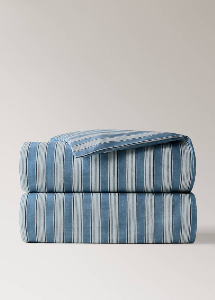 Watercolour Wide Stripes Duvet Cover for Bed 180/200 cm — Blue