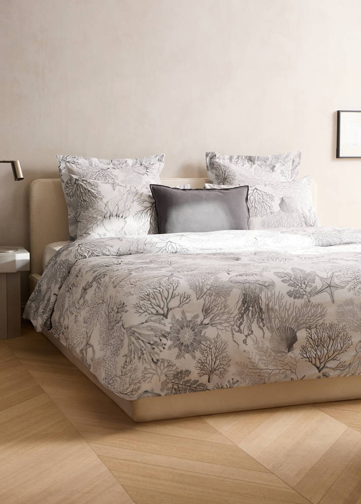 Percale printed duvet cover sea background 90 cm bed — Grey