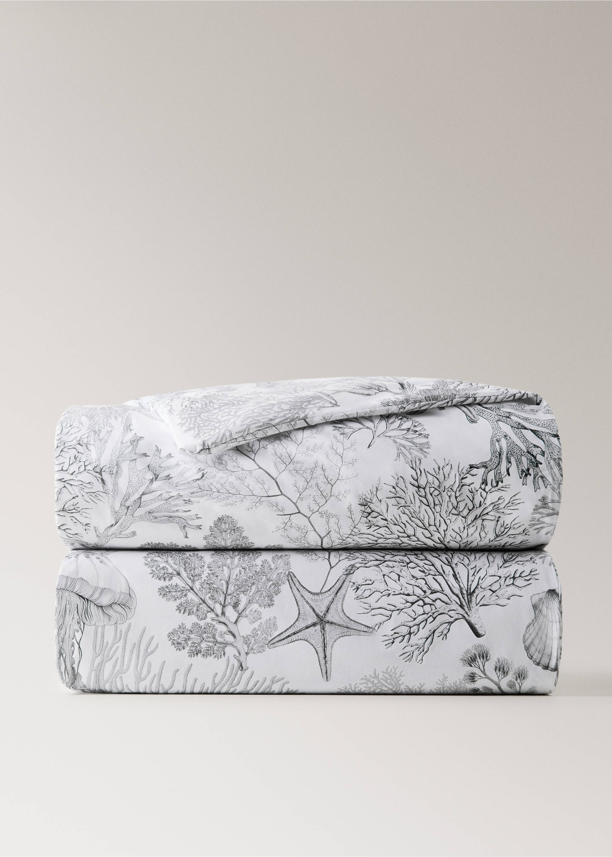 Percale printed duvet cover sea background 90 cm bed - Article without model, Grey. Ref: 27002966-00.