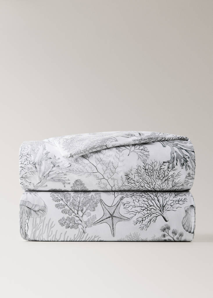 Percale printed duvet cover with sea background for 135/140 cm bed — Grey