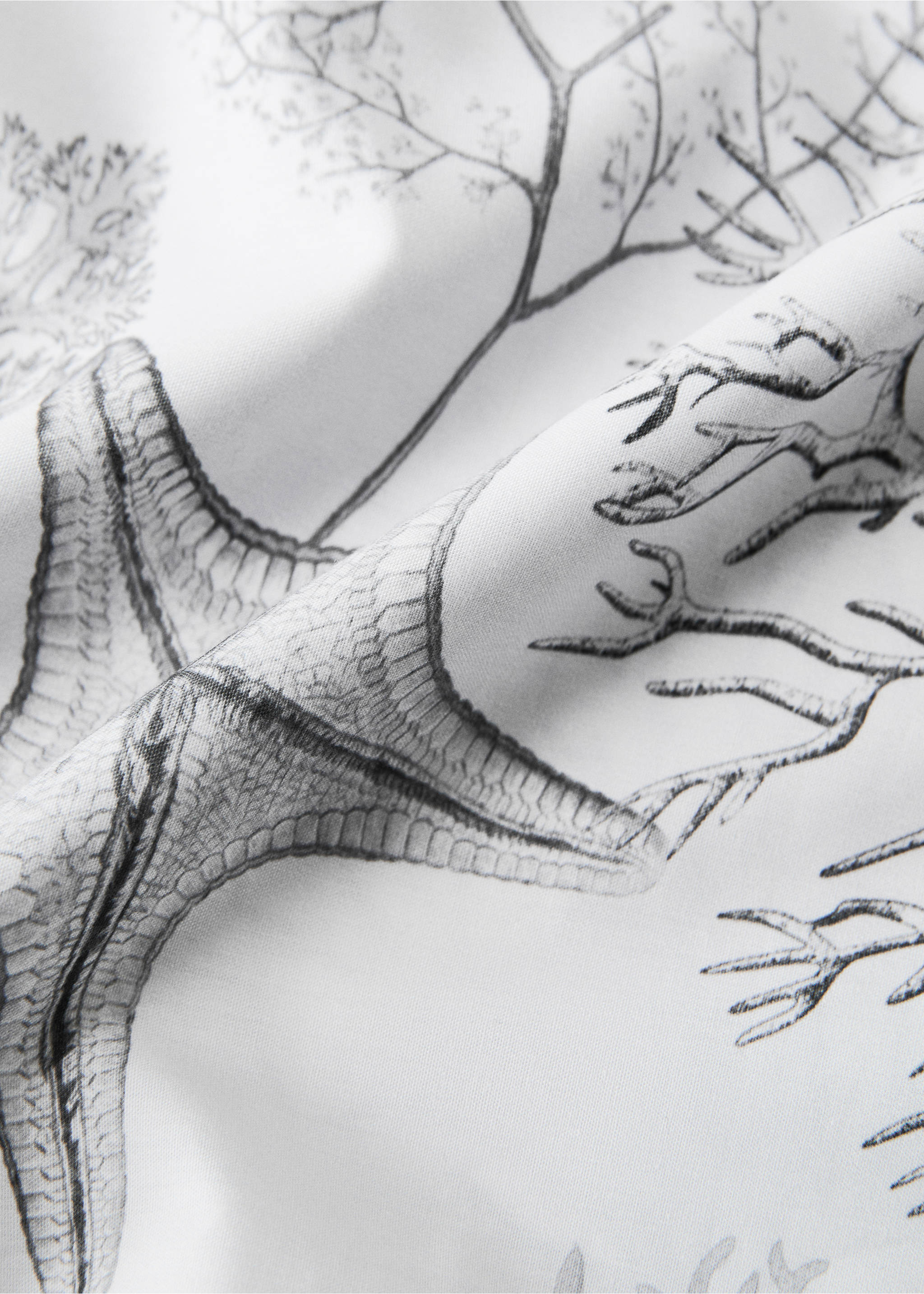 Percale duvet cover with sea print Bed 150/160 cm - Details of the article 1, Grey. Ref: 27002968-00.