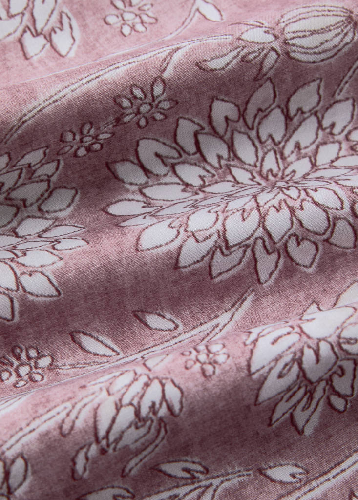 Reversible percale cotton duvet cover with stripes and flowers for a 90 cm bed — Pale Pink
