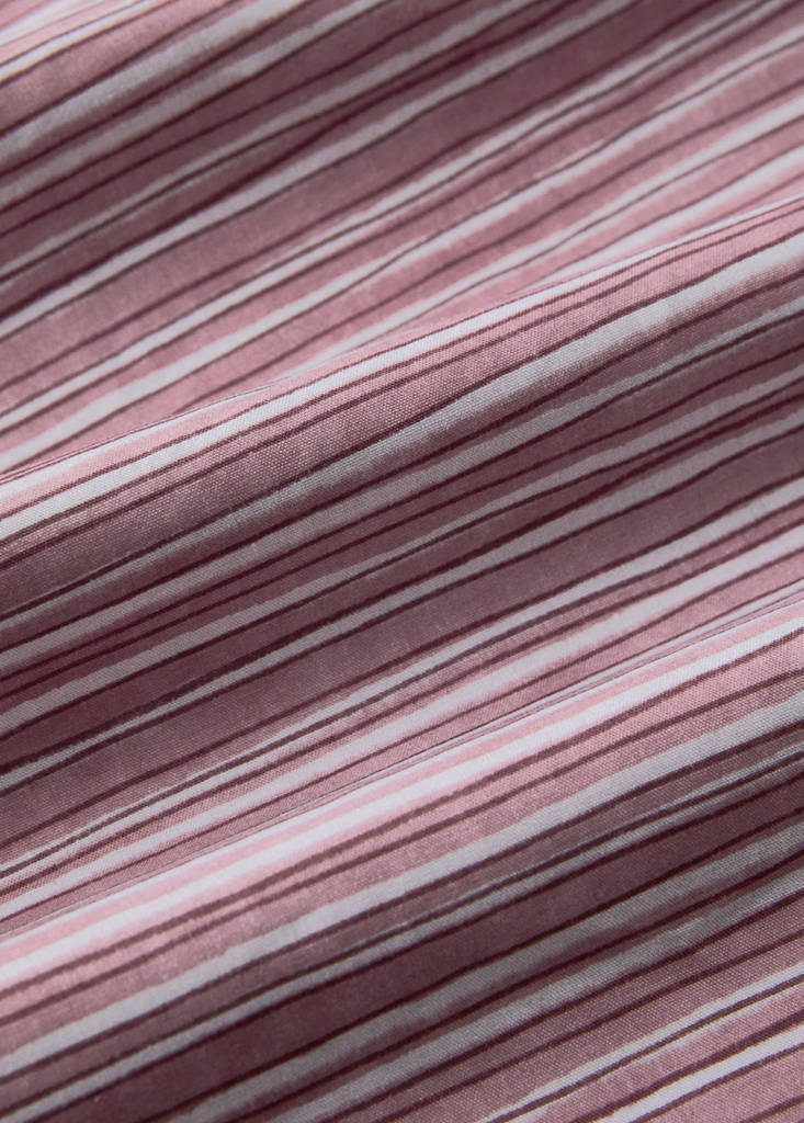 Reversible percale cotton duvet cover with stripes and flowers for a 90 cm bed — Pale Pink