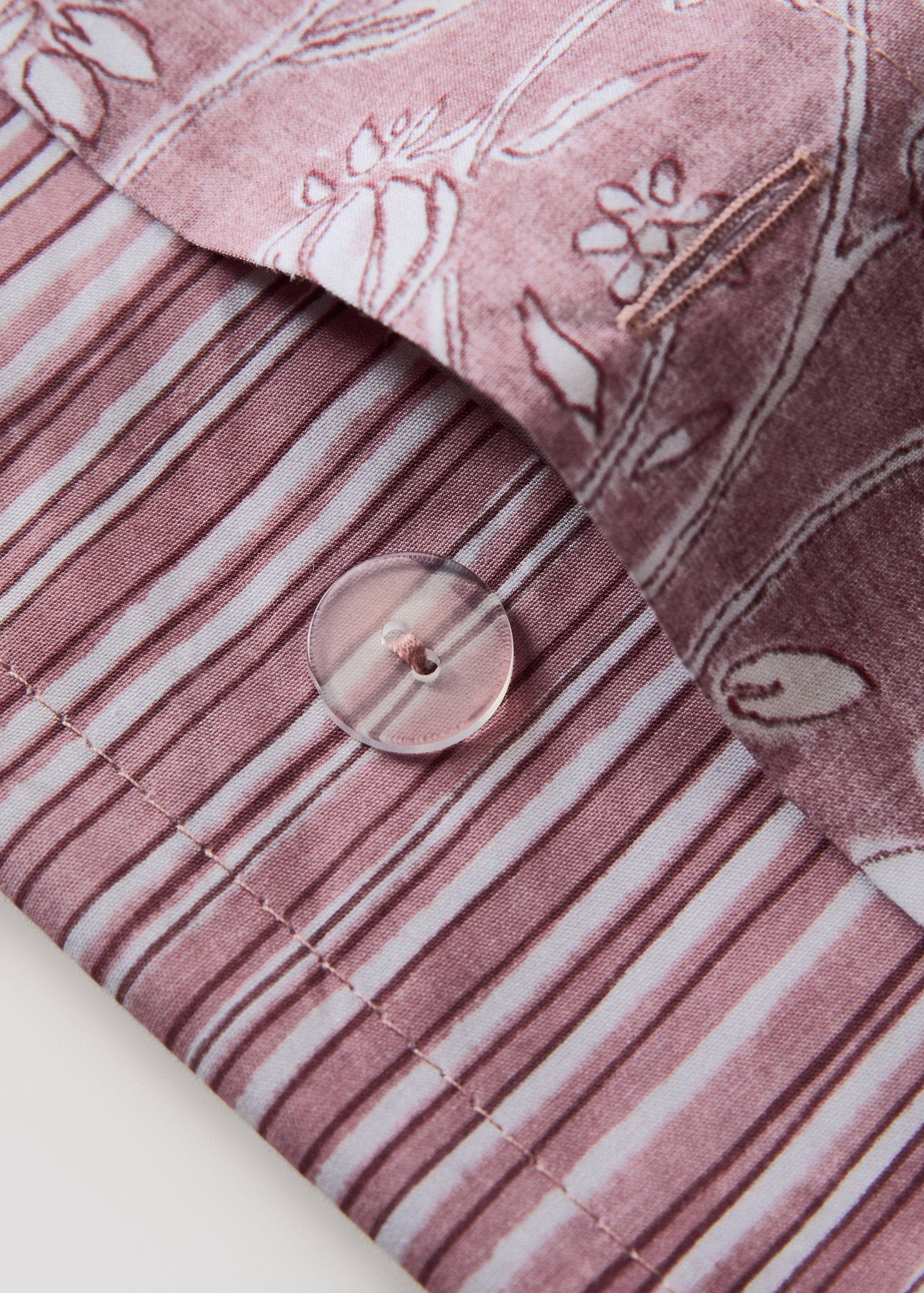 Reversible percale cotton duvet cover with stripes and flowers for a 180/200 cm bed - Details of the article 2