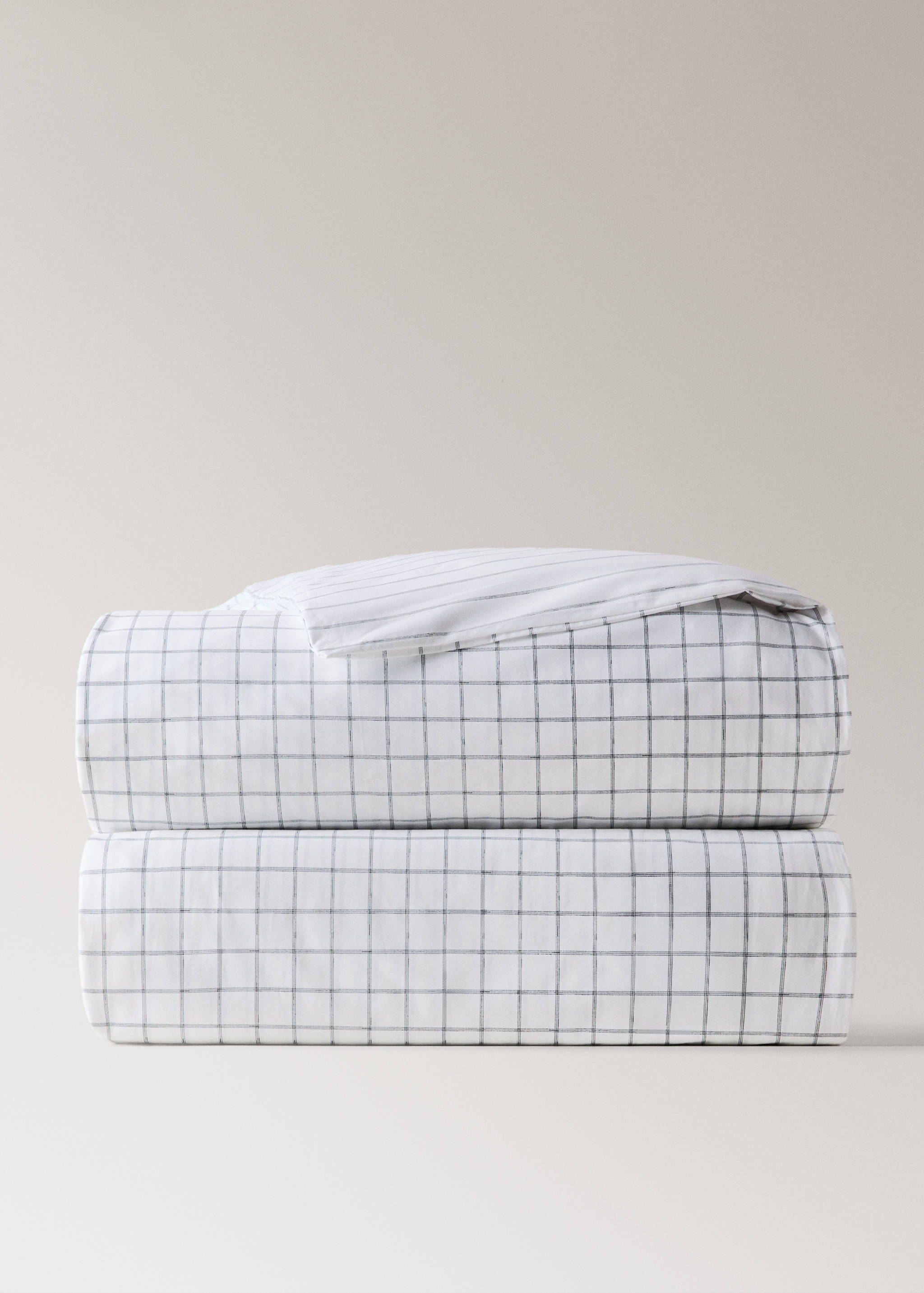 Reversible check and stripe duvet cover for 90 cm bed - Details of the article 3