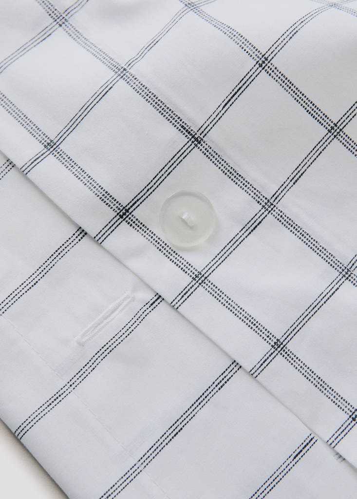 Reversible duvet cover checks and stripes Bed 135/140 cm — Grey