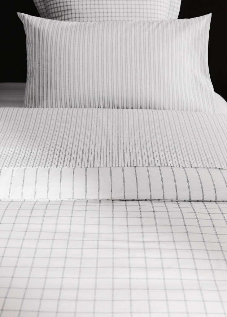 Reversible duvet cover checks and stripes Bed 150/160 cm — Grey