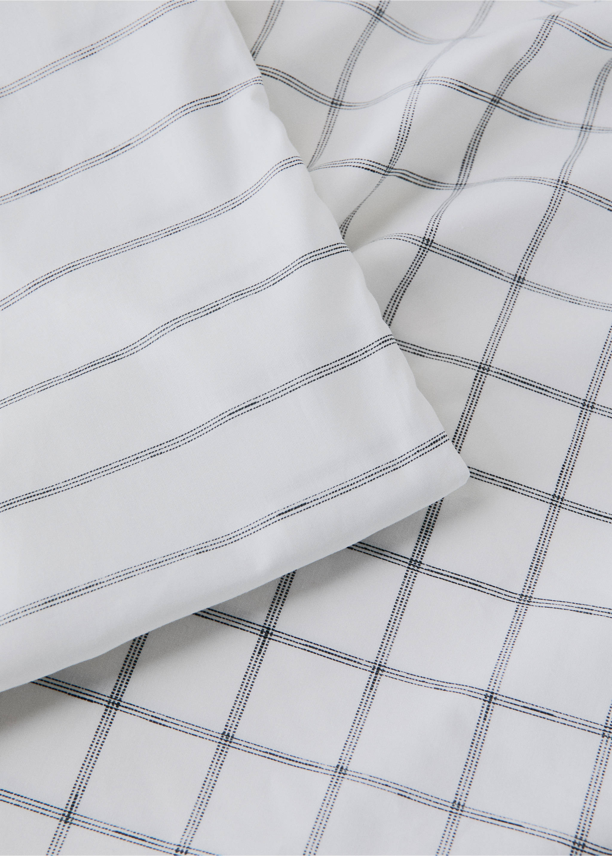 Reversible duvet cover checks and stripes Bed 180/200 cm - Details of the article 1, Grey. Ref: 27002977-00.